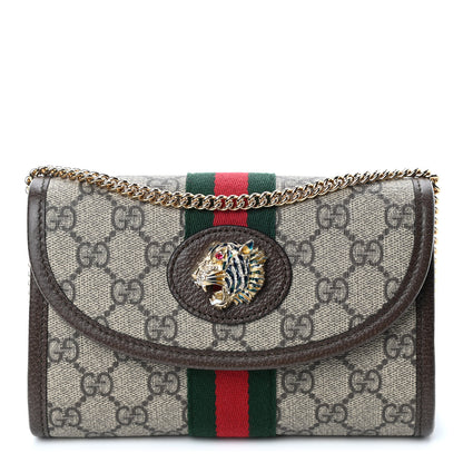 Gucci GG Supreme Monogram Web Mini Rajah Slim Flap Shoulder Bag Beige New Acero 1 of 4