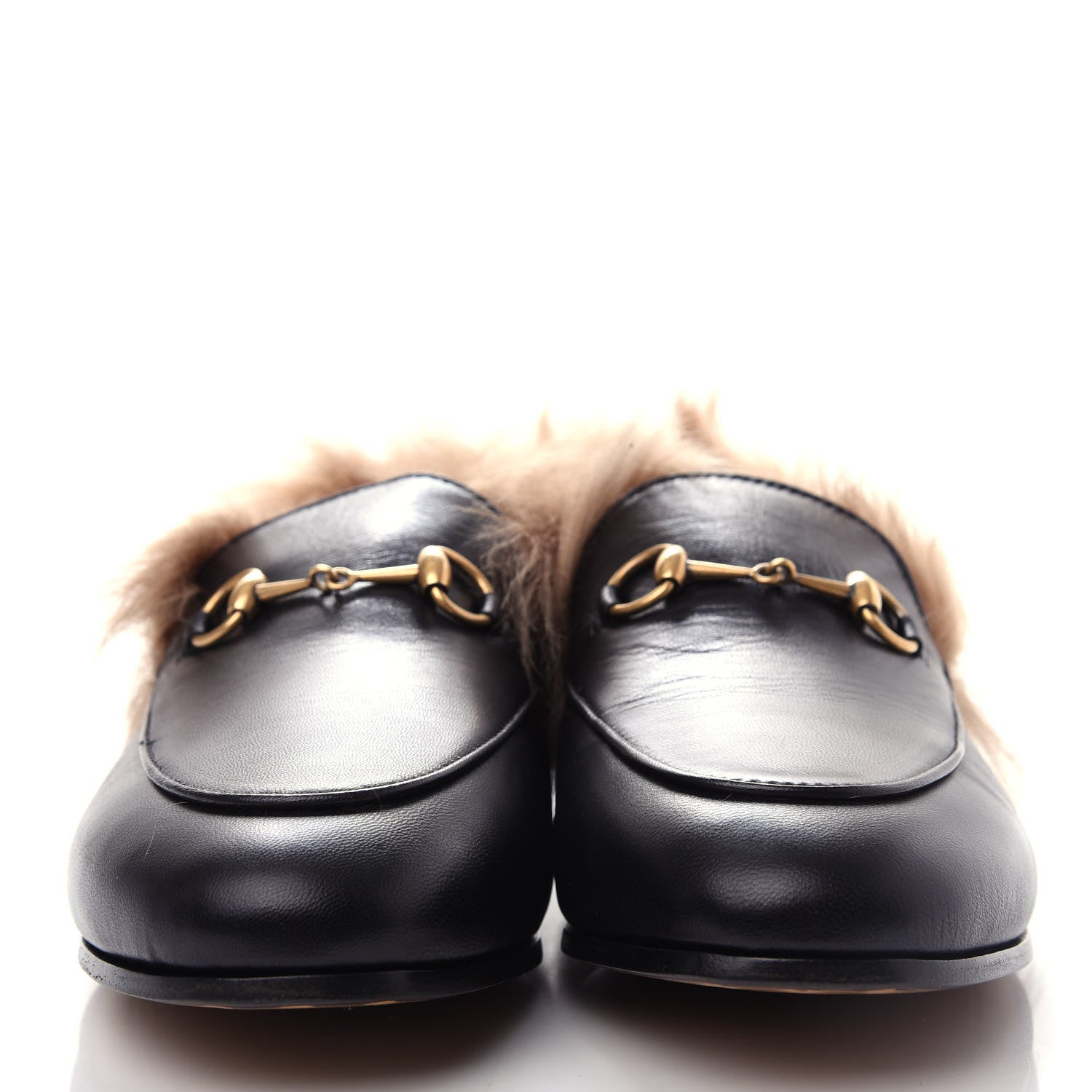 Gucci Malaga Kid Fur Womens Jordaan Loafers 38.5 Black Natural 2 of 10