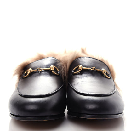 Gucci Malaga Kid Fur Womens Jordaan Loafers 38.5 Black Natural 2 of 10