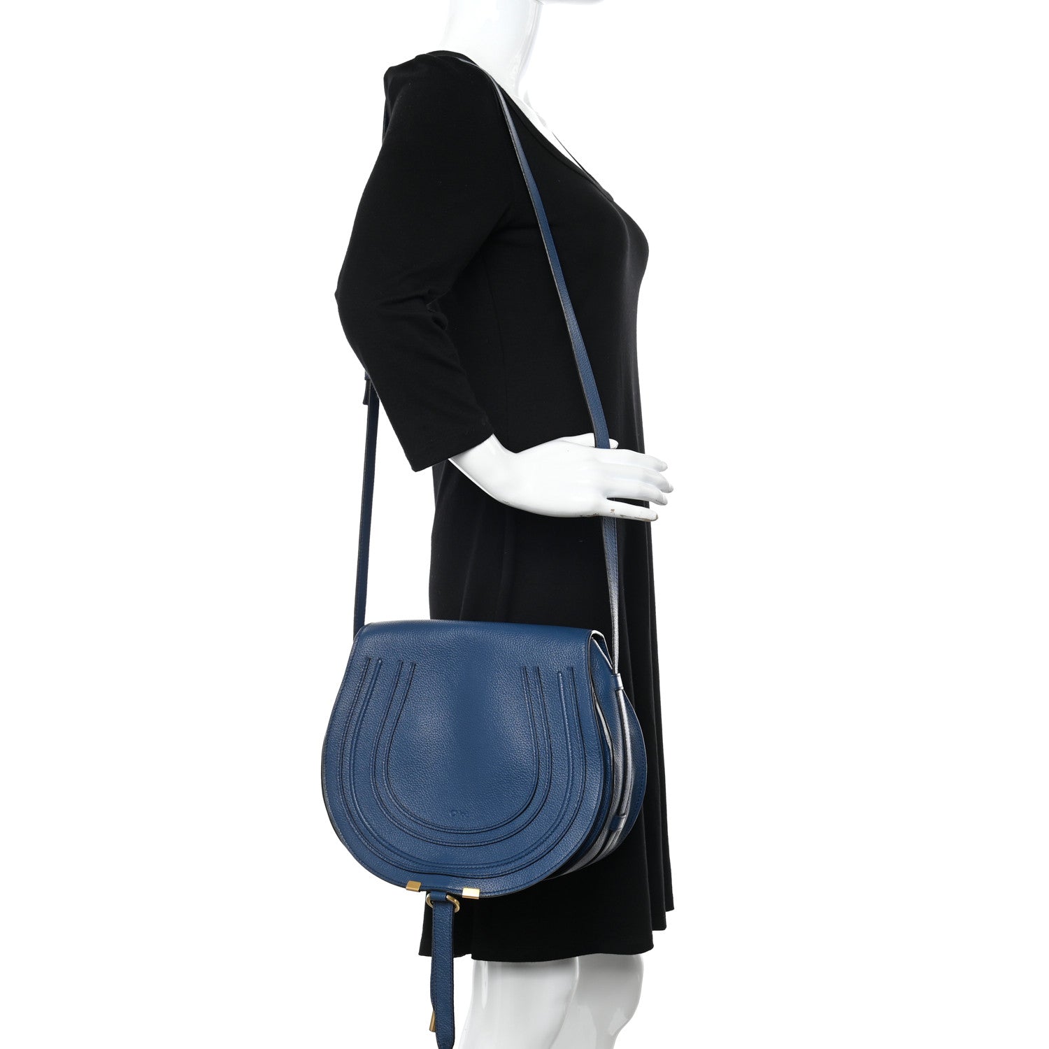 Chloe Calfskin Medium Marcie Round Crossbody Bag Royal Navy 2 of 11