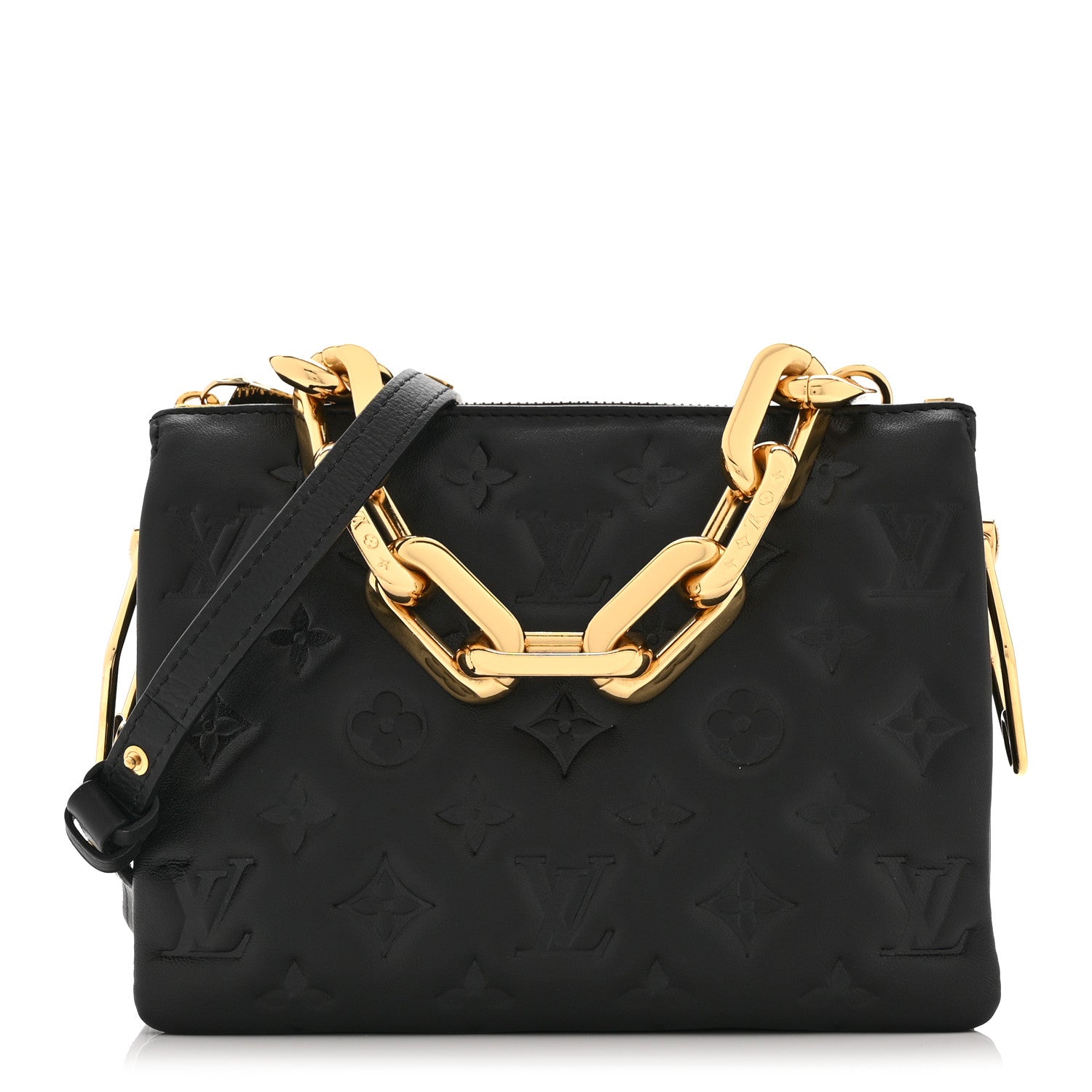 Louis Vuitton Lambskin Embossed Monogram Coussin BB Black 1 of 11