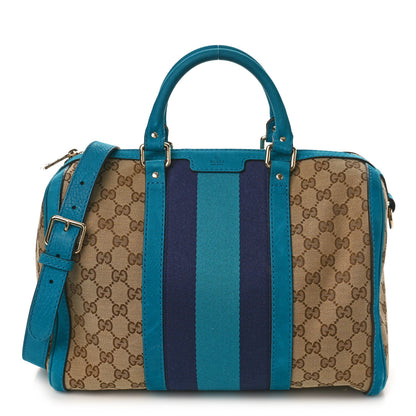 Gucci Monogram Vintage Web Medium Boston Teal 1 of 11
