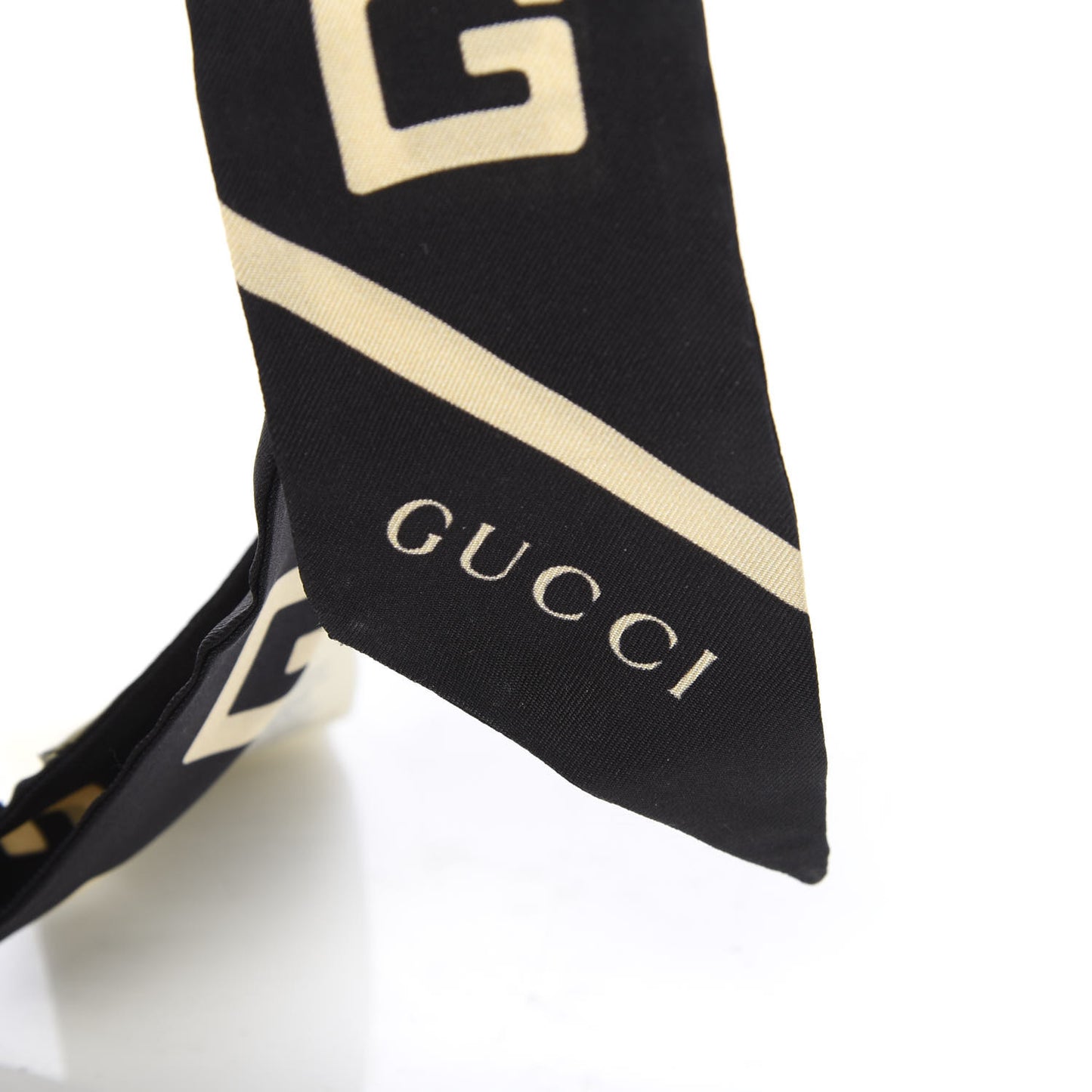 Silk Square G Neck Bow Scarf Black