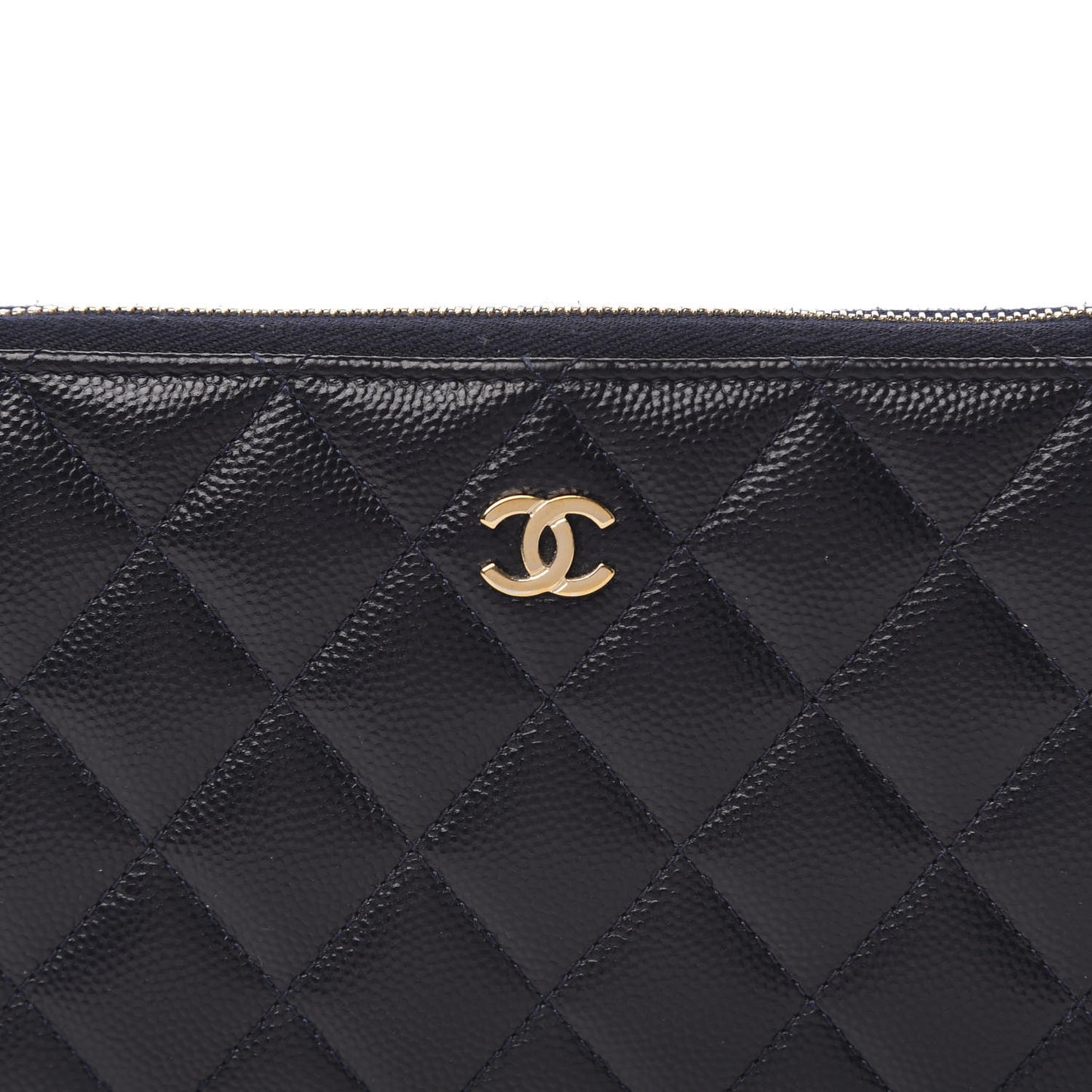 Caviar Quilted Large Gusset Zip Around Wallet Navy