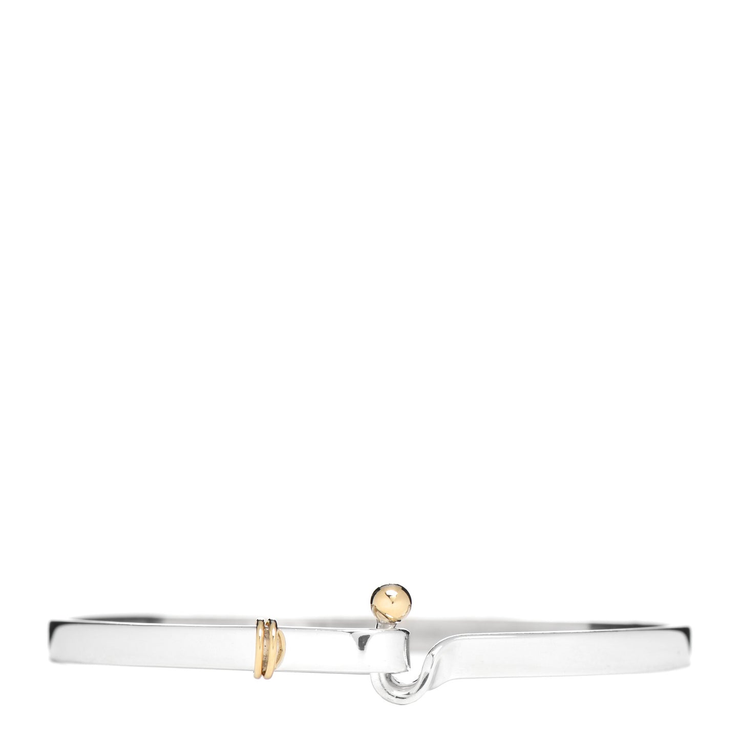 Sterling Silver 18K Yellow Gold Hook Eye Bangle Bracelet