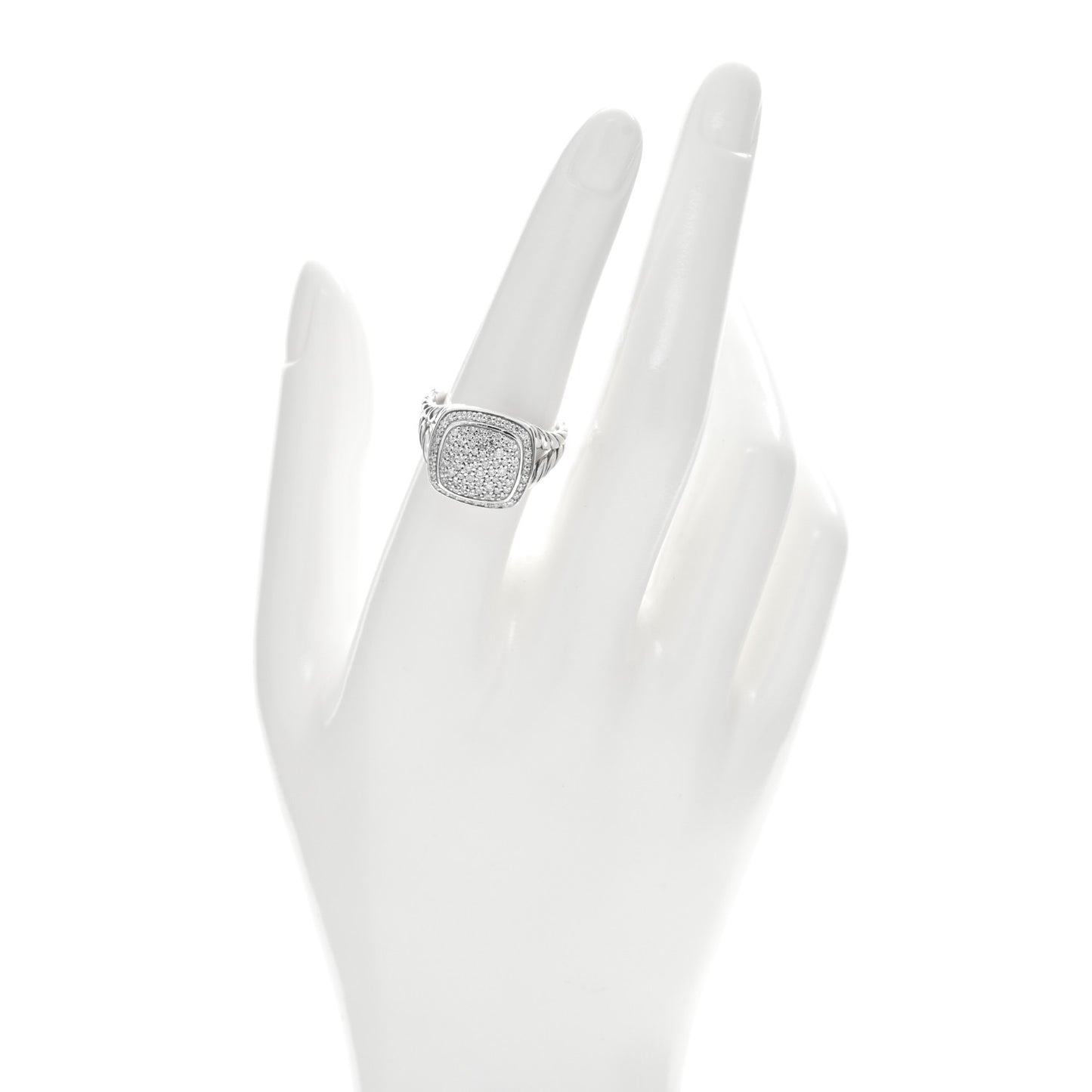Sterling Silver Diamond 11mm Albion Pave Ring 54 7