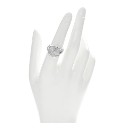 David Yurman Sterling Silver Diamond 11mm Albion Pave Ring 54 7 2 of 5