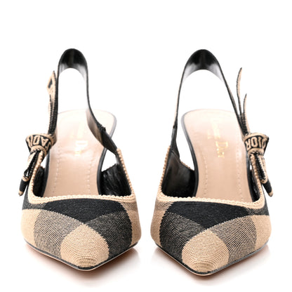 Christian Dior Cotton Ribbon Check'N'Dior J'Adior Slingback 65mm Pumps 38 Black Beige 2 of 9