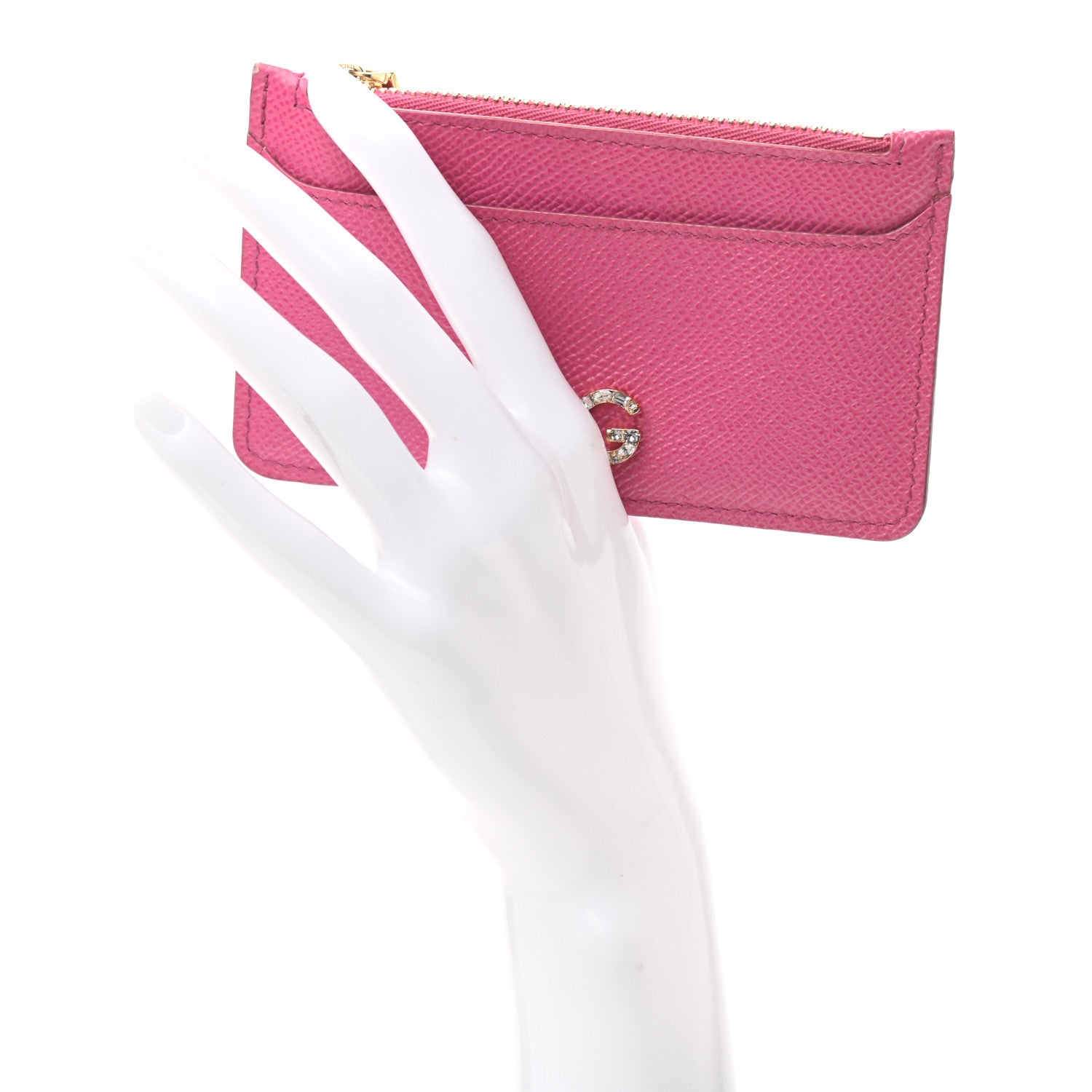 Dolce & Gabbana Dauphine Embellished Logo Zip Card Holder Pink 2 of 9