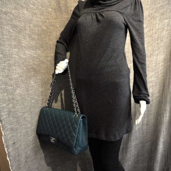 Chanel Lambskin Quilted Maxi Flap Turquoise 2 of 11