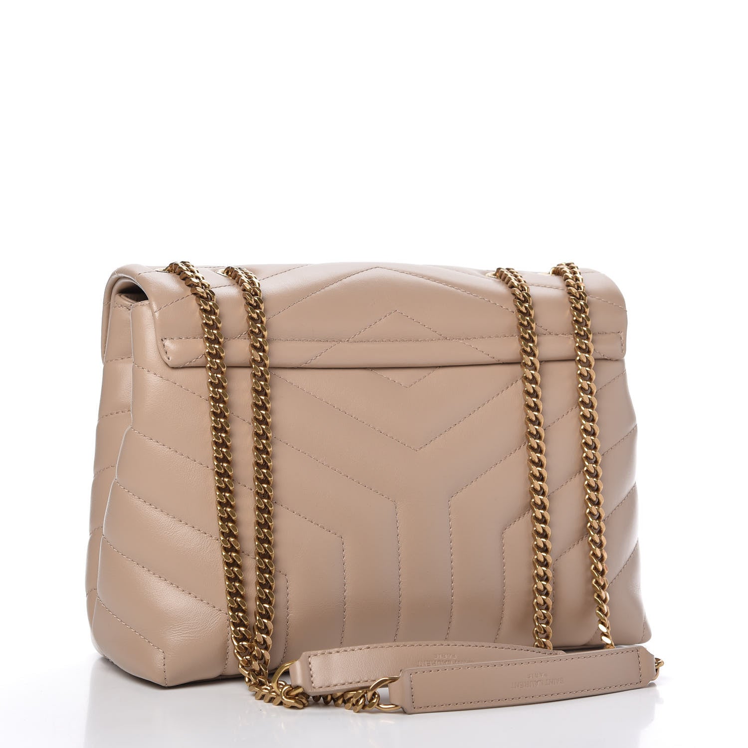 Saint Laurent Calfskin Y Quilted Monogram Small Loulou Chain Satchel Dark Beige 4 of 10