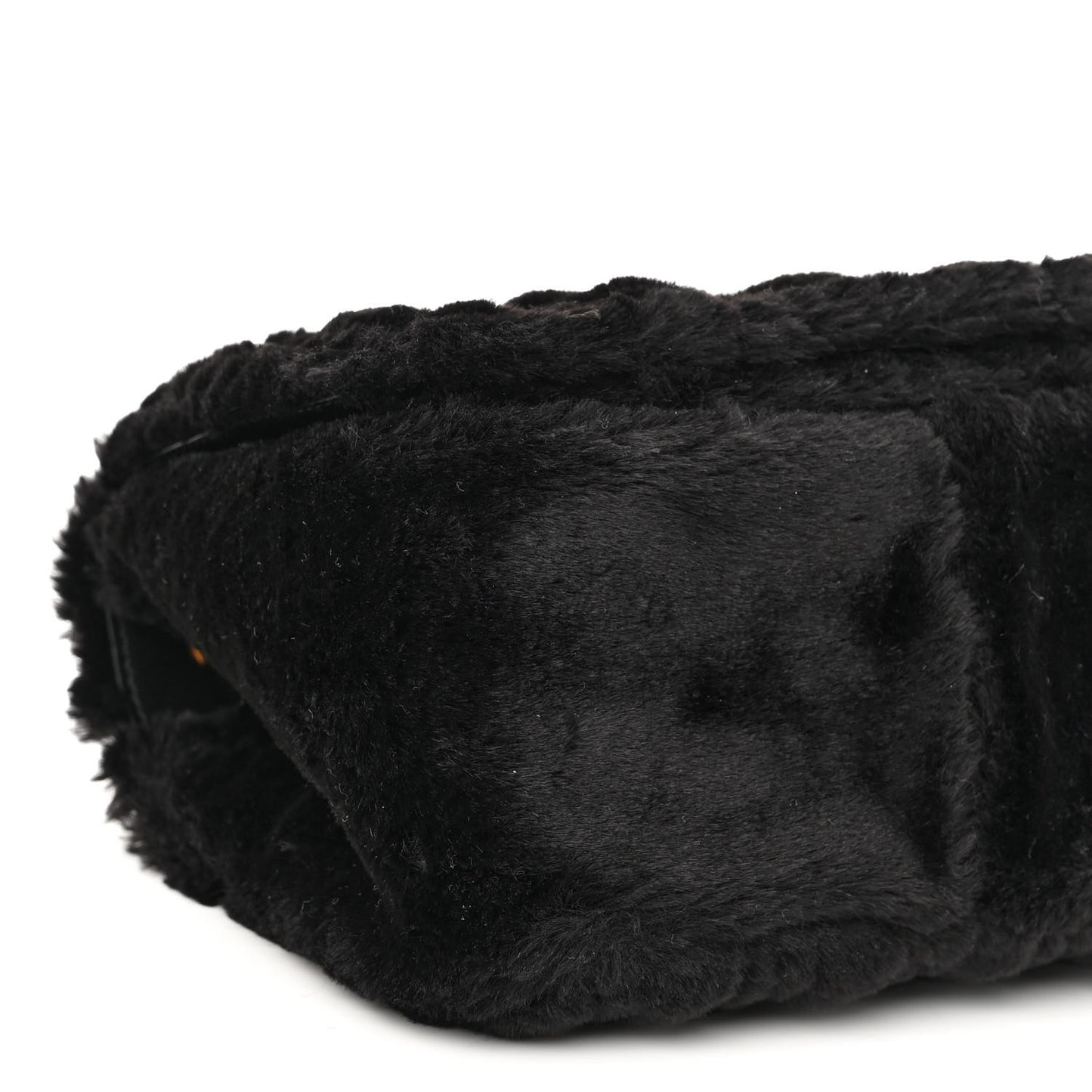 Faux Fur Quilted Virtus Shoulder Bag Black