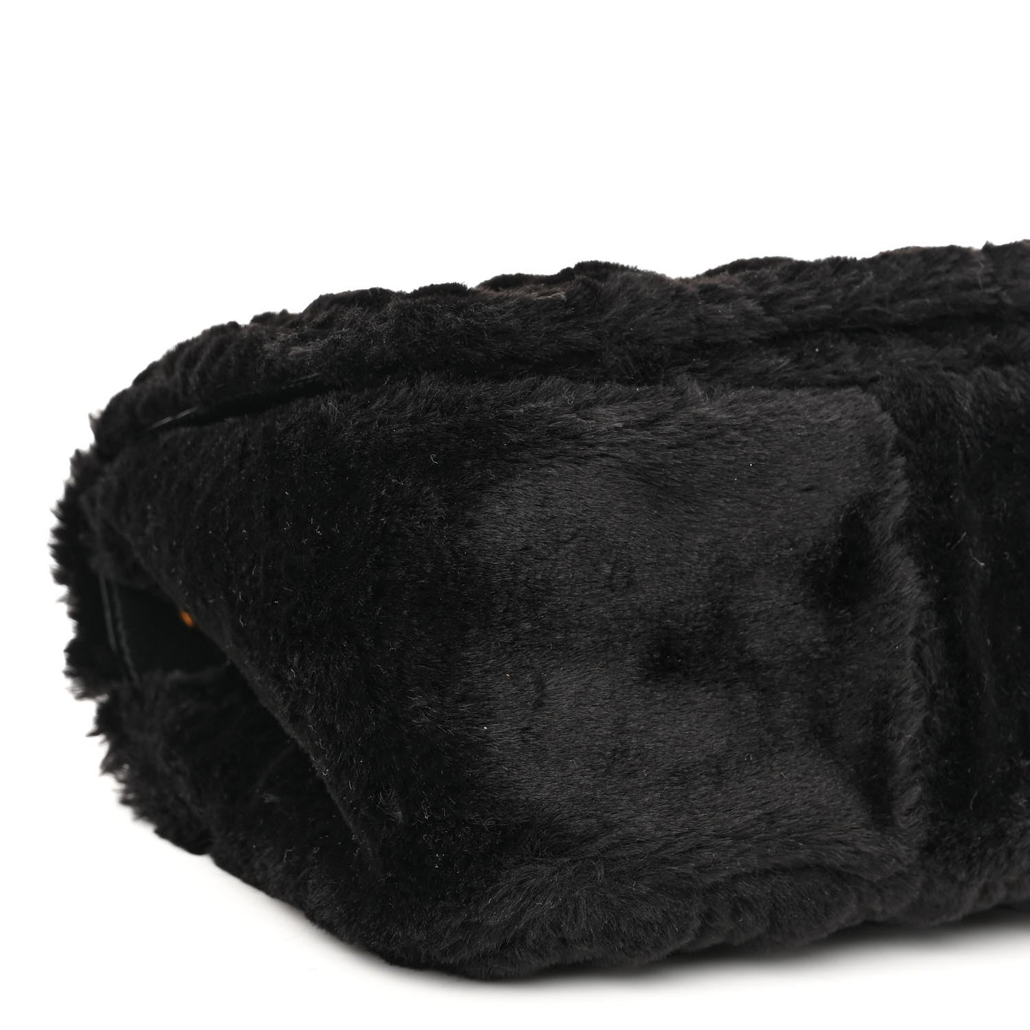 Versace Faux Fur Quilted Virtus Shoulder Bag Black 8 of 9