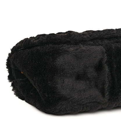 Versace Faux Fur Quilted Virtus Shoulder Bag Black 8 of 9