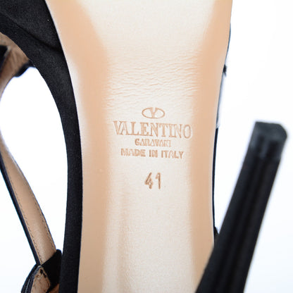 Valentino Garavani Satin PVC Bow Slingback Sandals 41 Black 6 of 8