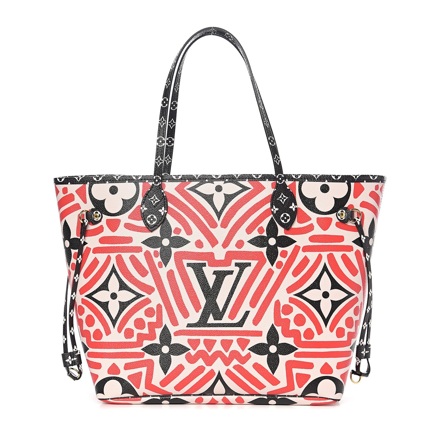 Monogram Giant Crafty Neverfull MM Creme Rouge Black