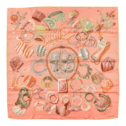 Hermes Silk Bracelets de Lumiere Scarf 90 Saumon Vert Corail 1 of 4