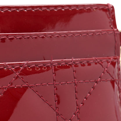 Christian Dior Patent Cannage Lady Dior Five-Slots Card Holder  Cherry Red 9 of 9