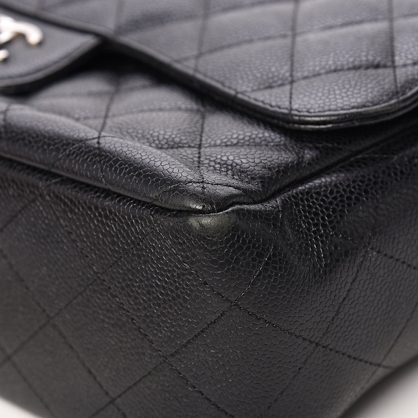 Caviar Quilted Jumbo Double Flap Black