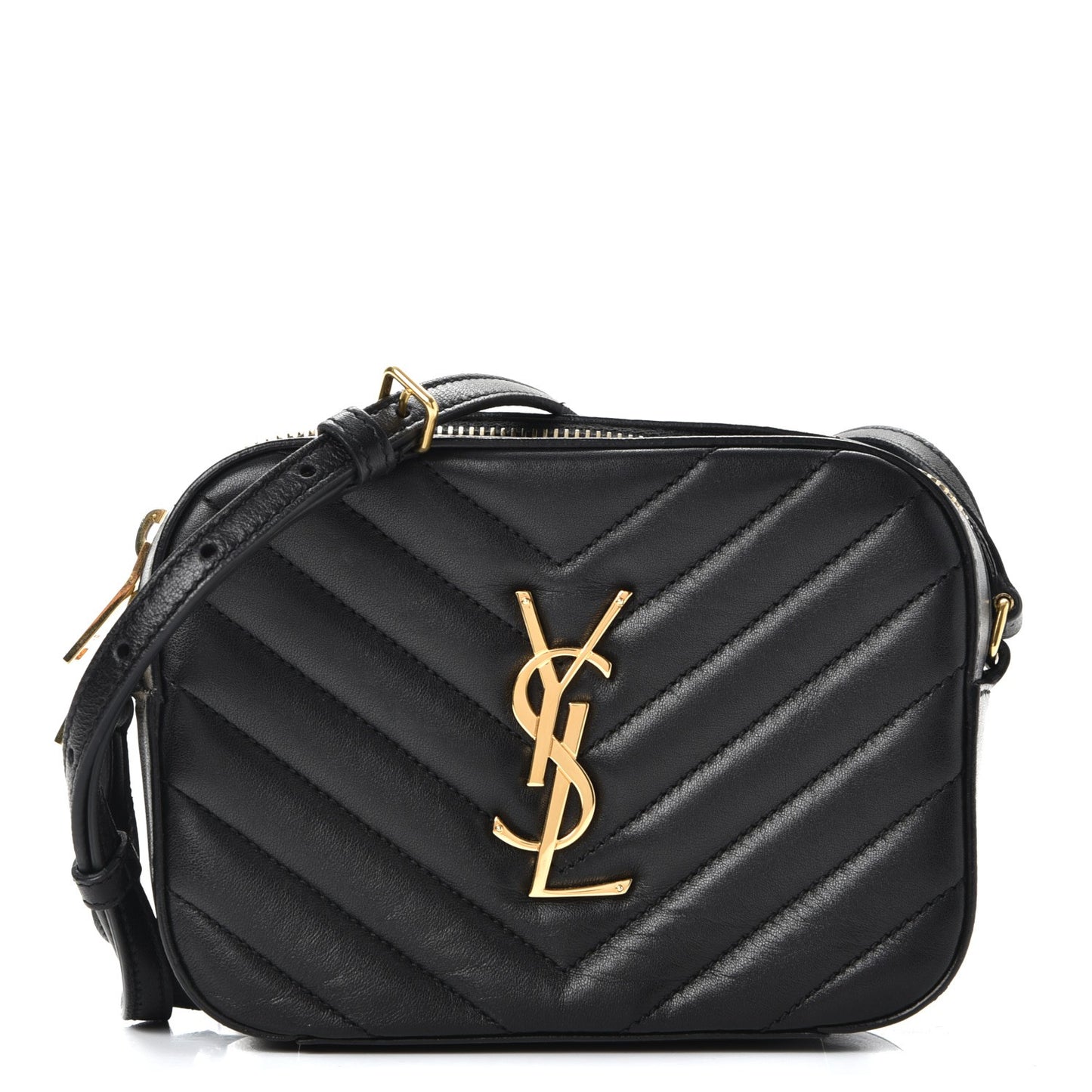 Lambskin Chevron Small Classic Monogram Camera Bag Nero Black