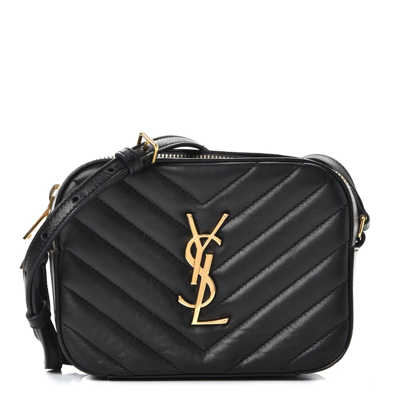 Saint Laurent Lambskin Chevron Small Classic Monogram Camera Bag Nero Black 1 of 7