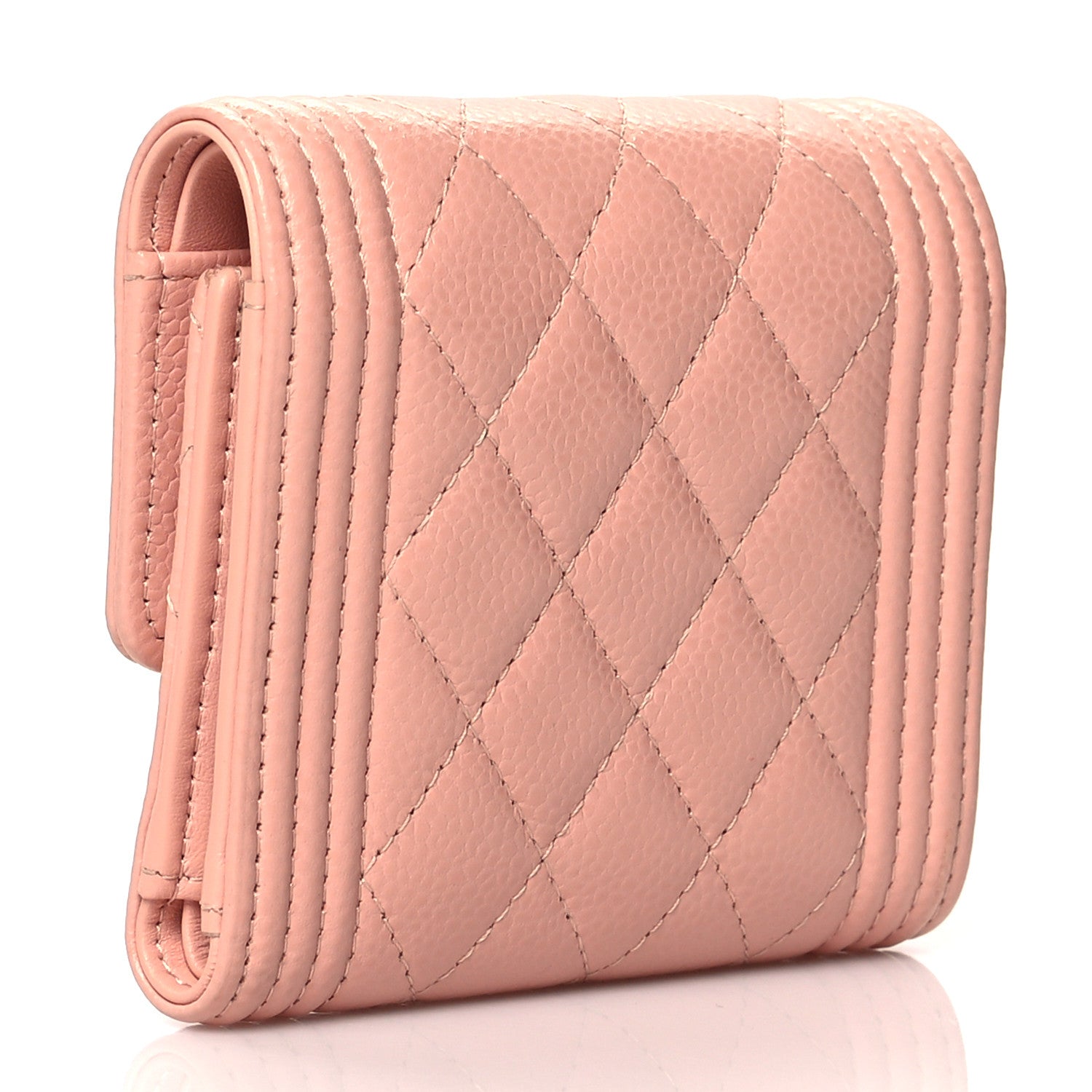 Chanel Caviar Quilted Boy Compact Wallet Pink 3 of 7