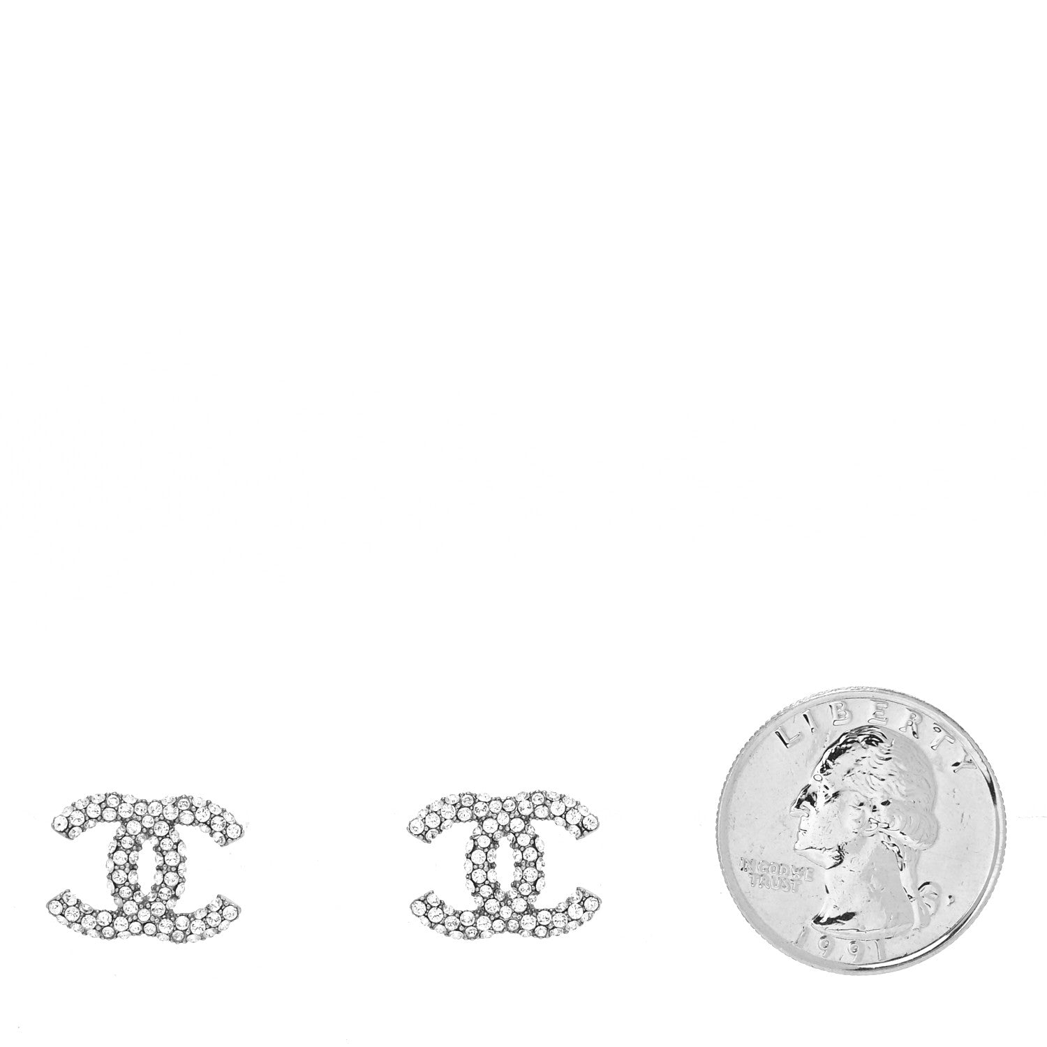 Chanel Crystal Mini CC Earrings Silver 2 of 4