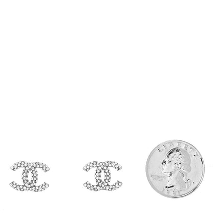 Chanel Crystal Mini CC Earrings Silver 2 of 4