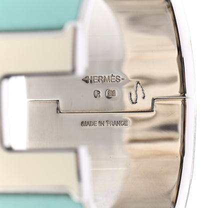 Hermes Enamel Extra Wide Clic Clac H Bracelet GM Lagon White 4 of 4