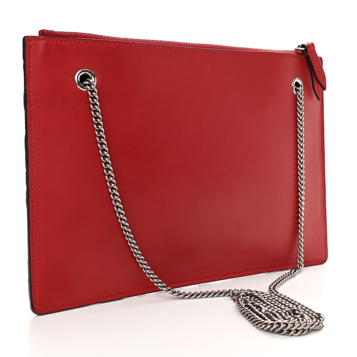 GG Supreme Monogram Arabesque Chain Pouch Hibiscus Red