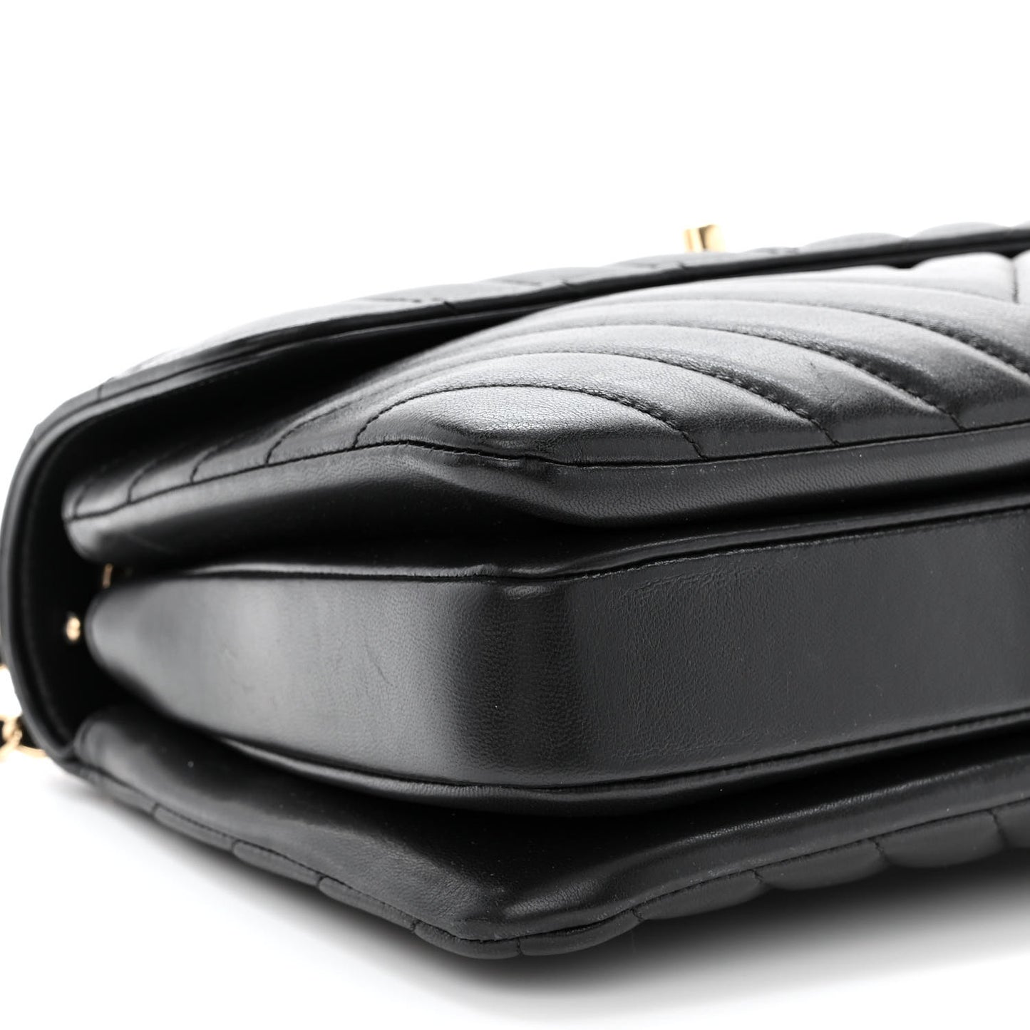 Lambskin Chevron Quilted Small Trendy CC Dual Handle Flap Bag Black