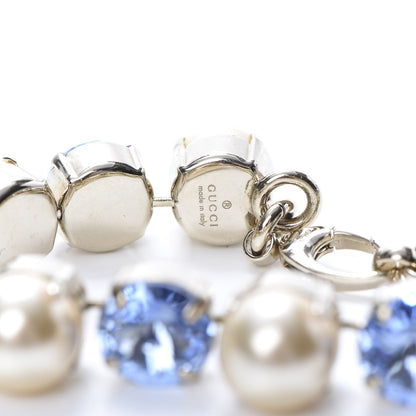 Gucci Crystal Pearl Bracelet Aged Gold Blue 4 of 4
