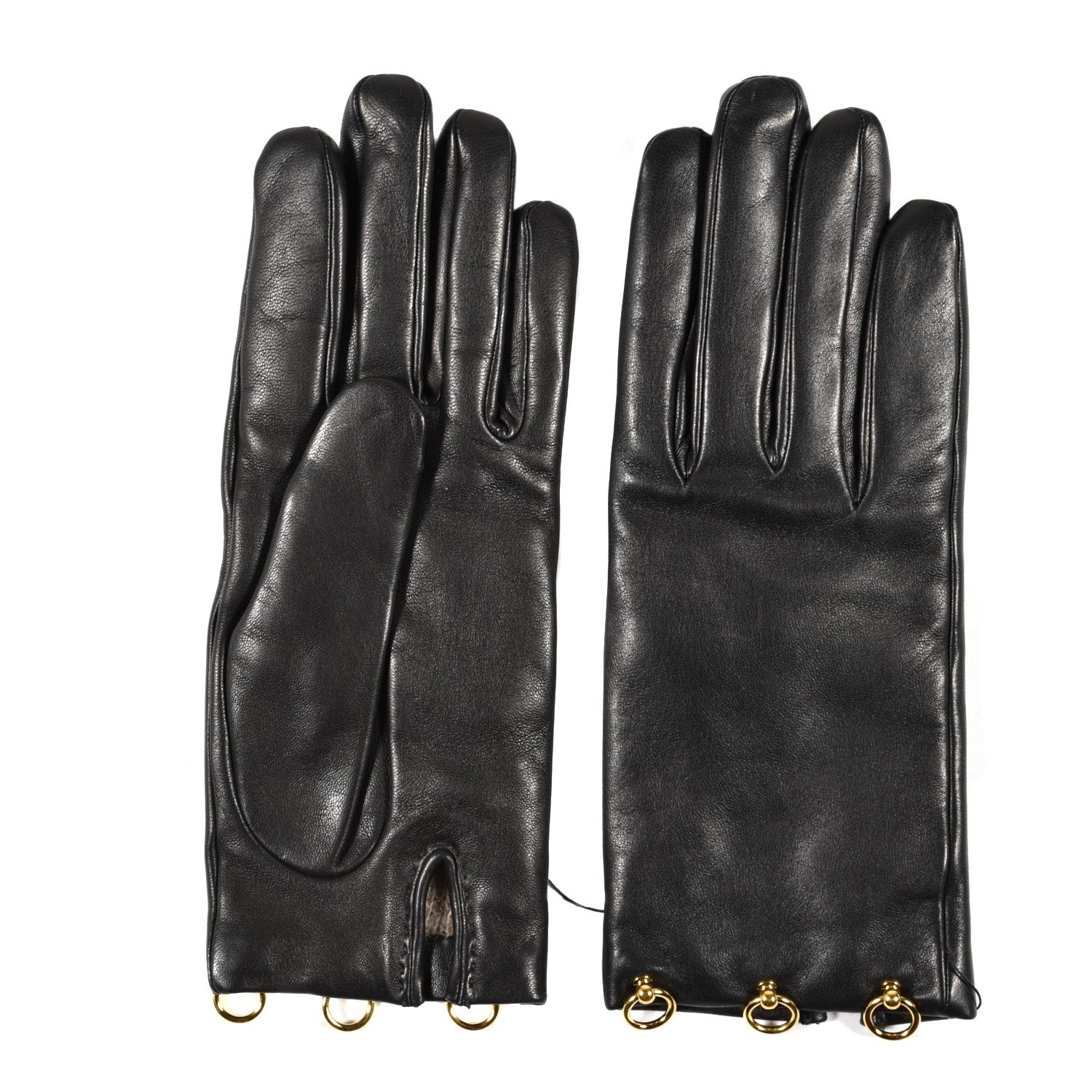 Hermes Lambskin Mini Dog Gloves 7 Black 2 of 5