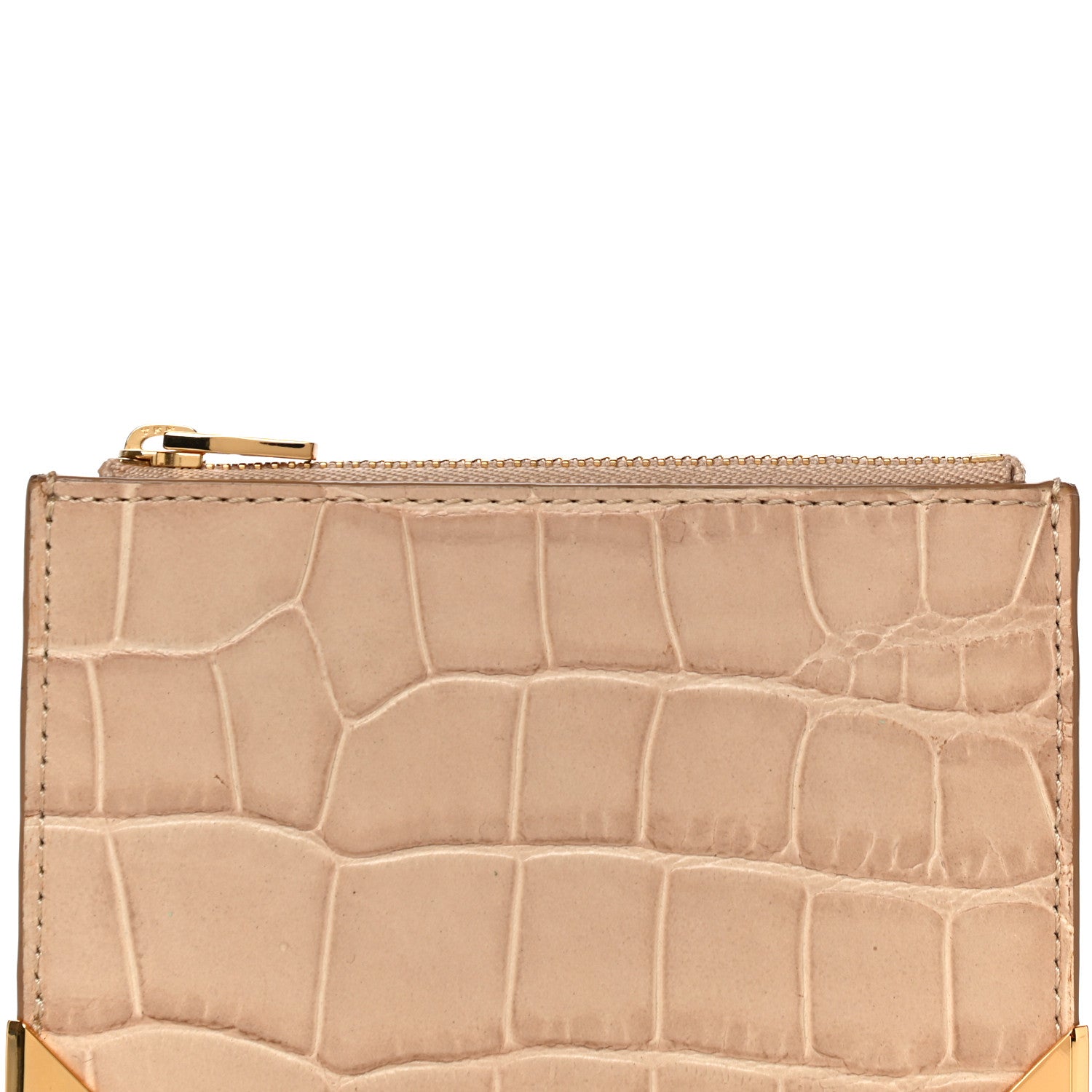 Alexander Wang Calfskin Crocodile Embossed Prisma Flat Pouch Almond Gold Hardware 7 of 10