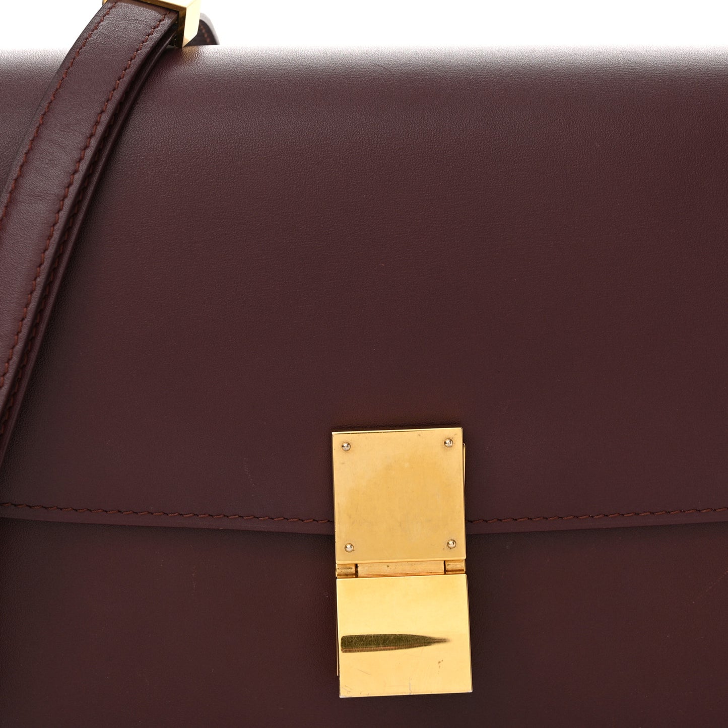 Box Calfskin Medium Classic Box Flap Bag Burgundy