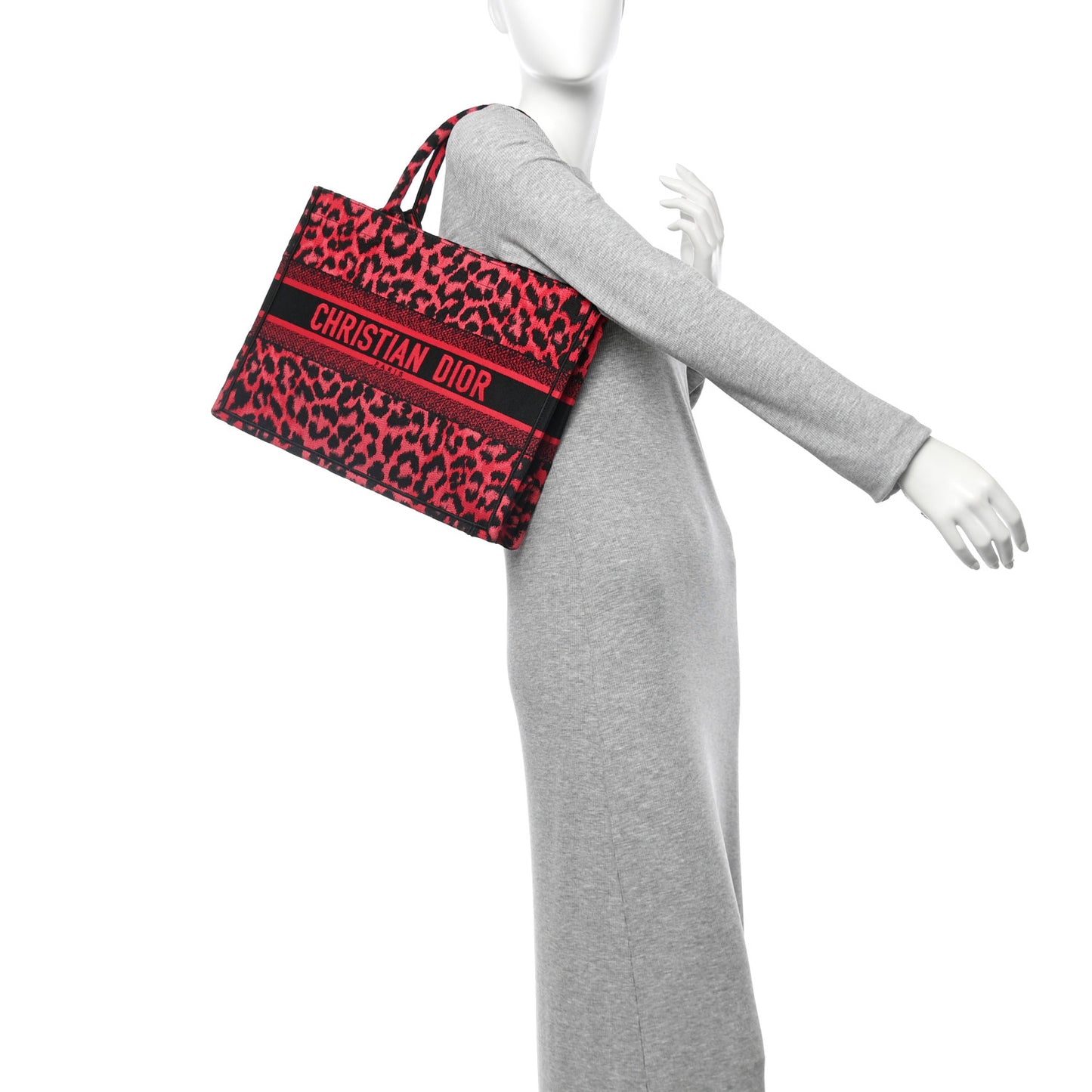 Canvas Mizza Embroidered Medium Leopard Book Tote Fuchsia Multicolor