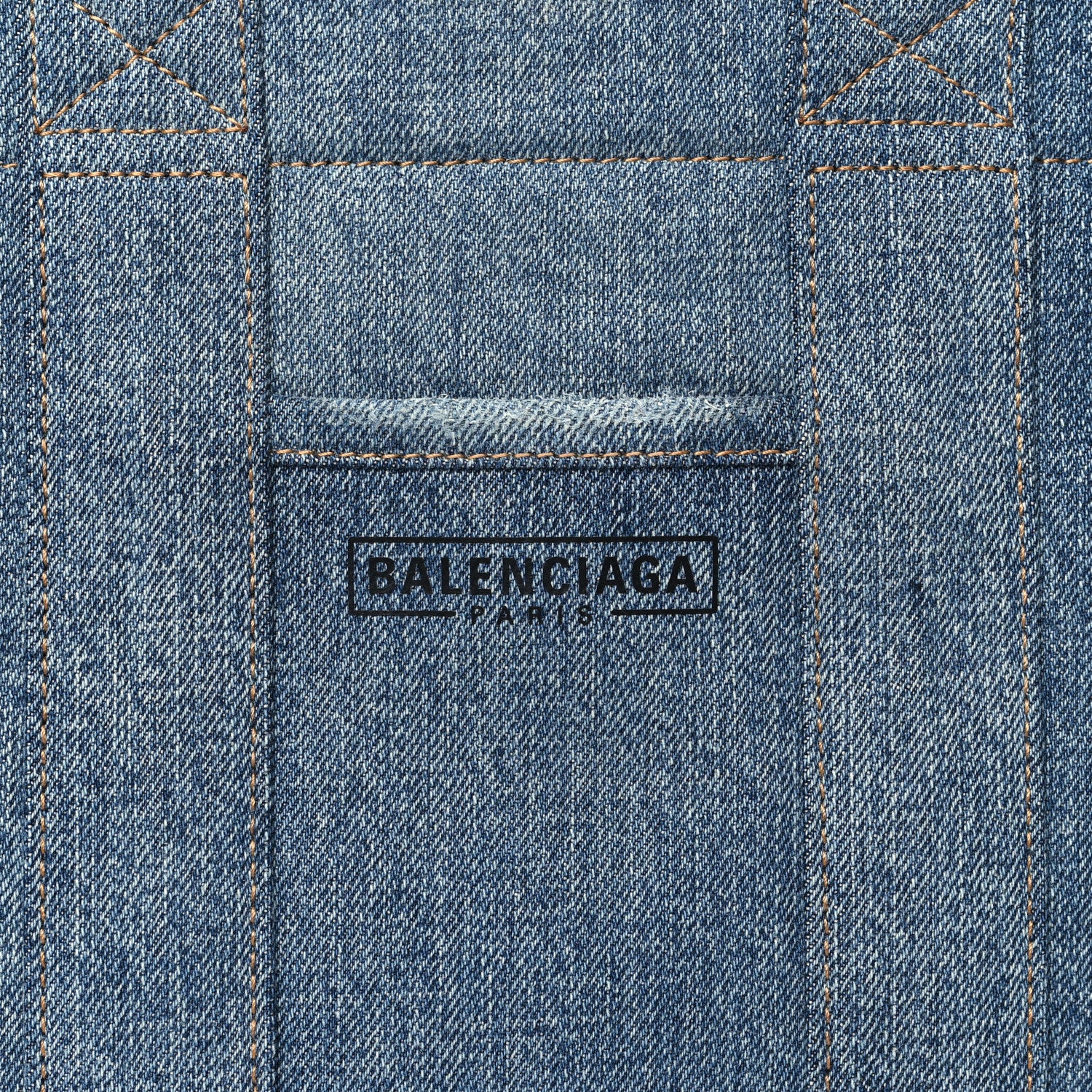 Balenciaga Washed Frayed Denim Logo Small Hardware Tote Blue 7 of 11