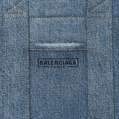 Balenciaga Washed Frayed Denim Logo Small Hardware Tote Blue 7 of 11