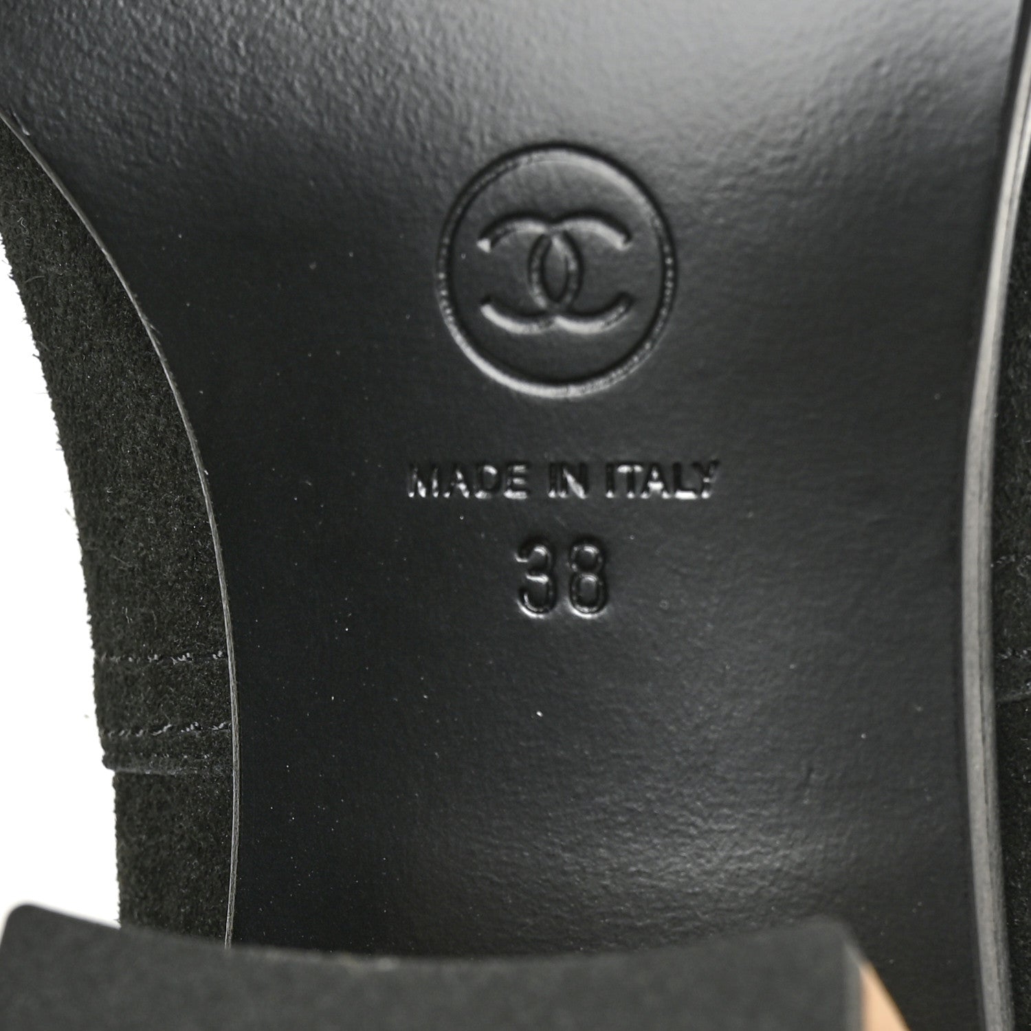 Chanel Suede Patent Calfskin CC Cork Cap Toe Tall Boots 38 Black 6 of 6
