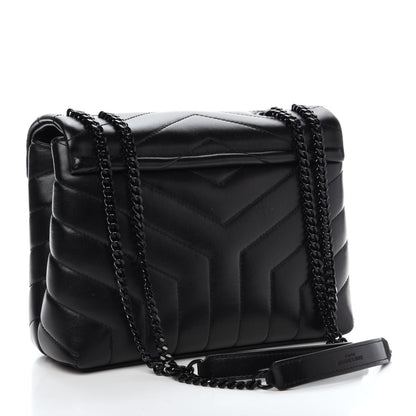 Saint Laurent Calfskin Y Quilted Monogram Small Loulou Chain Satchel Black 3 of 11