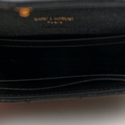 Saint Laurent Grain De Poudre Matelasse Chevron Small Monogram Envelope Wallet Black 5 of 6