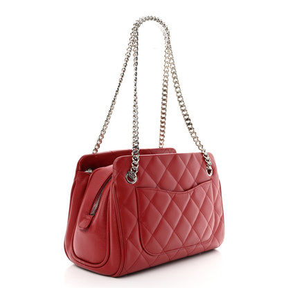 Chanel Caviar Quilted Bijoux Chain Shopping Tote Red 3 of 16