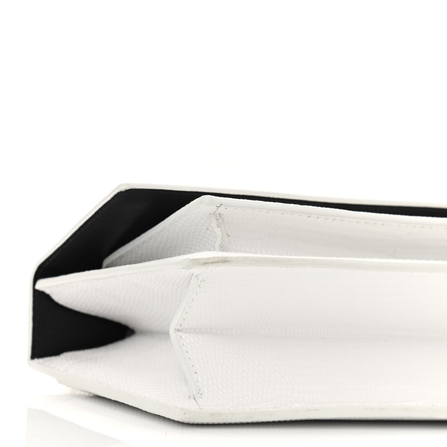 Patent Calfskin Lizard Embossed XS Sharp Top Handle Bag White