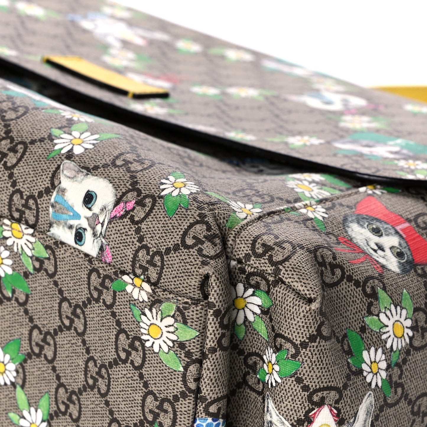 GG Supreme Monogram Love Pets Diaper Bag Yellow
