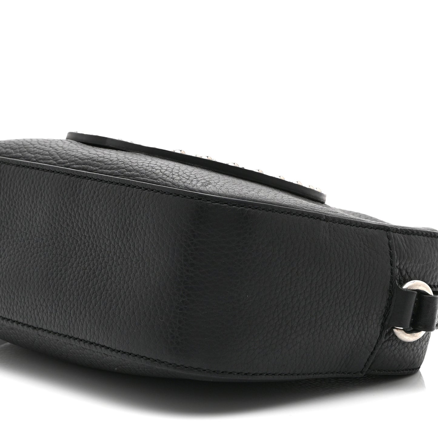 Pebbled Calfskin Studded Small Soho Disco Bag Black