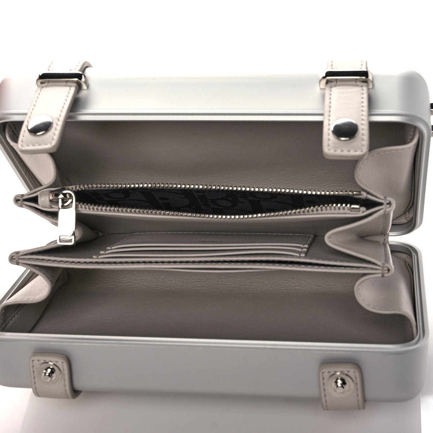 X RIMOWA Aluminum Personal Clutch On Strap Silver