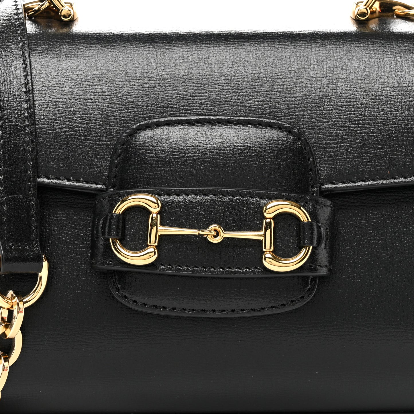 Glazed Textured Calfskin Mini Horsebit 1955 Top Handle Flap Bag Black