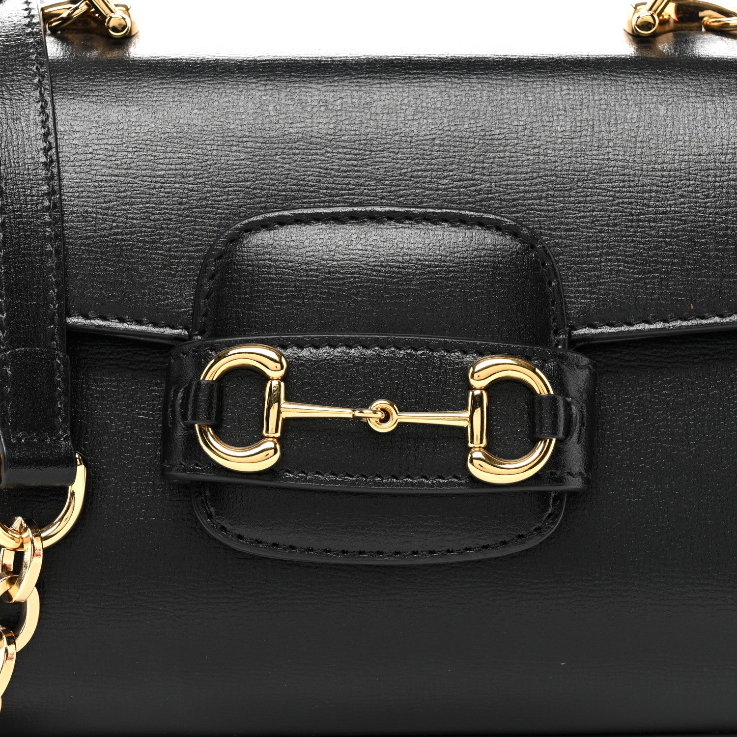 Gucci Glazed Textured Calfskin Mini Horsebit 1955 Top Handle Flap Bag Black 8 of 17