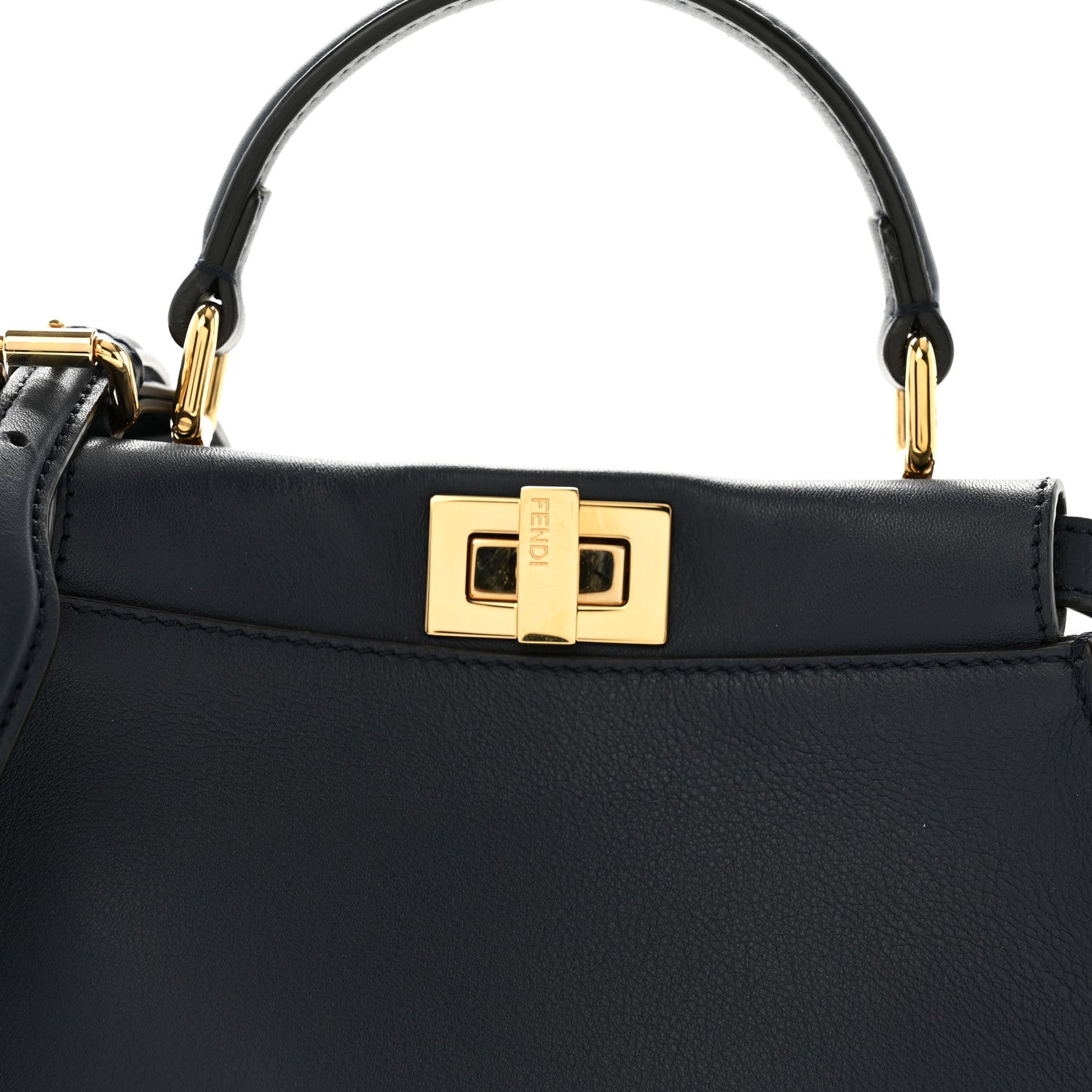 Fendi Vitello Seta Suede FF Mini Peekaboo Iconic Satchel Midnight Miel 8 of 14
