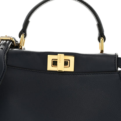 Fendi Vitello Seta Suede FF Mini Peekaboo Iconic Satchel Midnight Miel 8 of 14